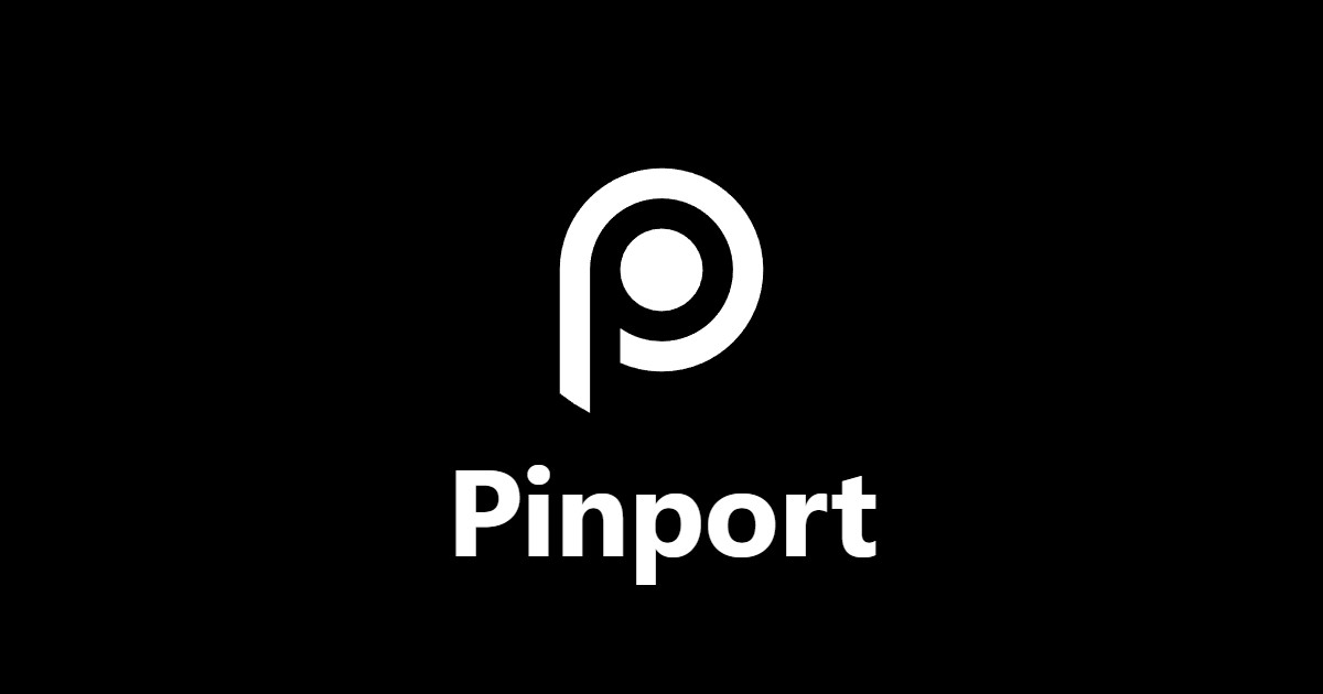 Pinport logo on a black background